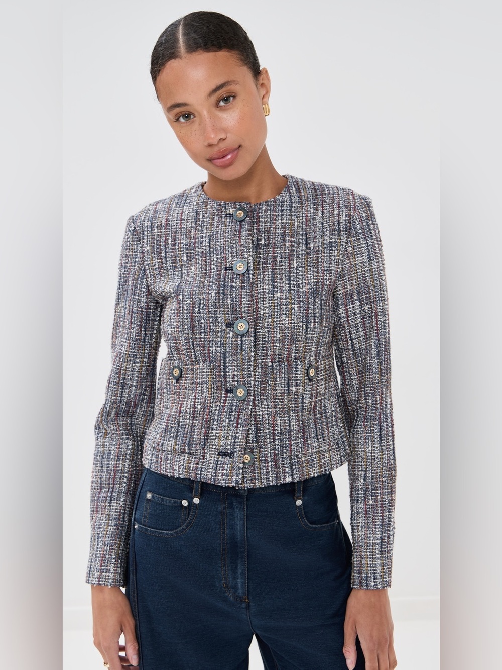 veronica beard Andrea Cotton Blend Tweed Jacket